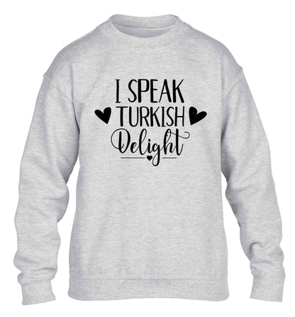 I speak turkish...delight children's grey sweater 12-13 Years