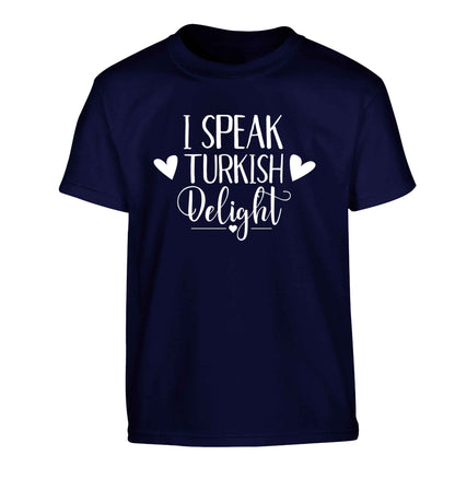 I speak turkish...delight Children's navy Tshirt 12-13 Years