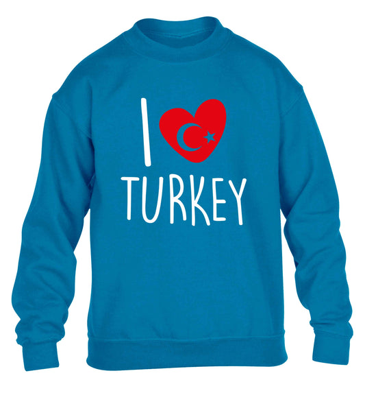 I love Turkey children's blue sweater 12-13 Years