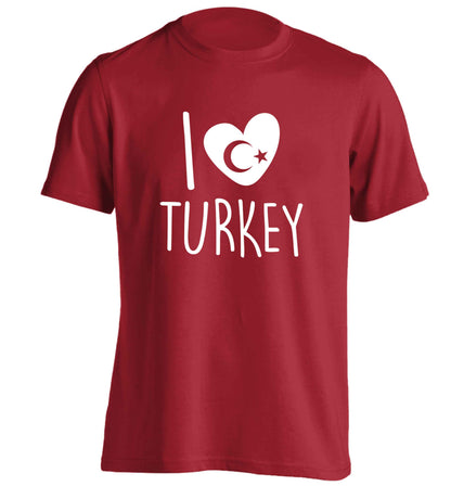 I love Turkey adults unisex red Tshirt 2XL