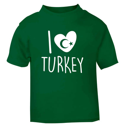 I love Turkey green Baby Toddler Tshirt 2 Years