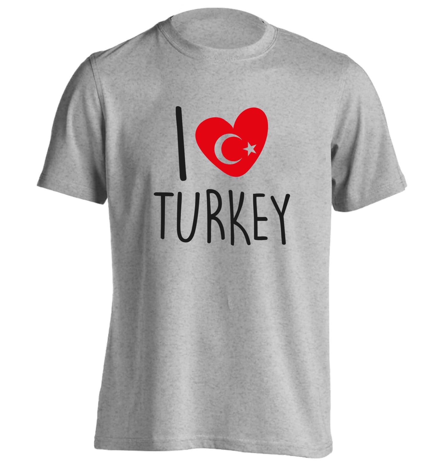 I love Turkey adults unisex grey Tshirt 2XL