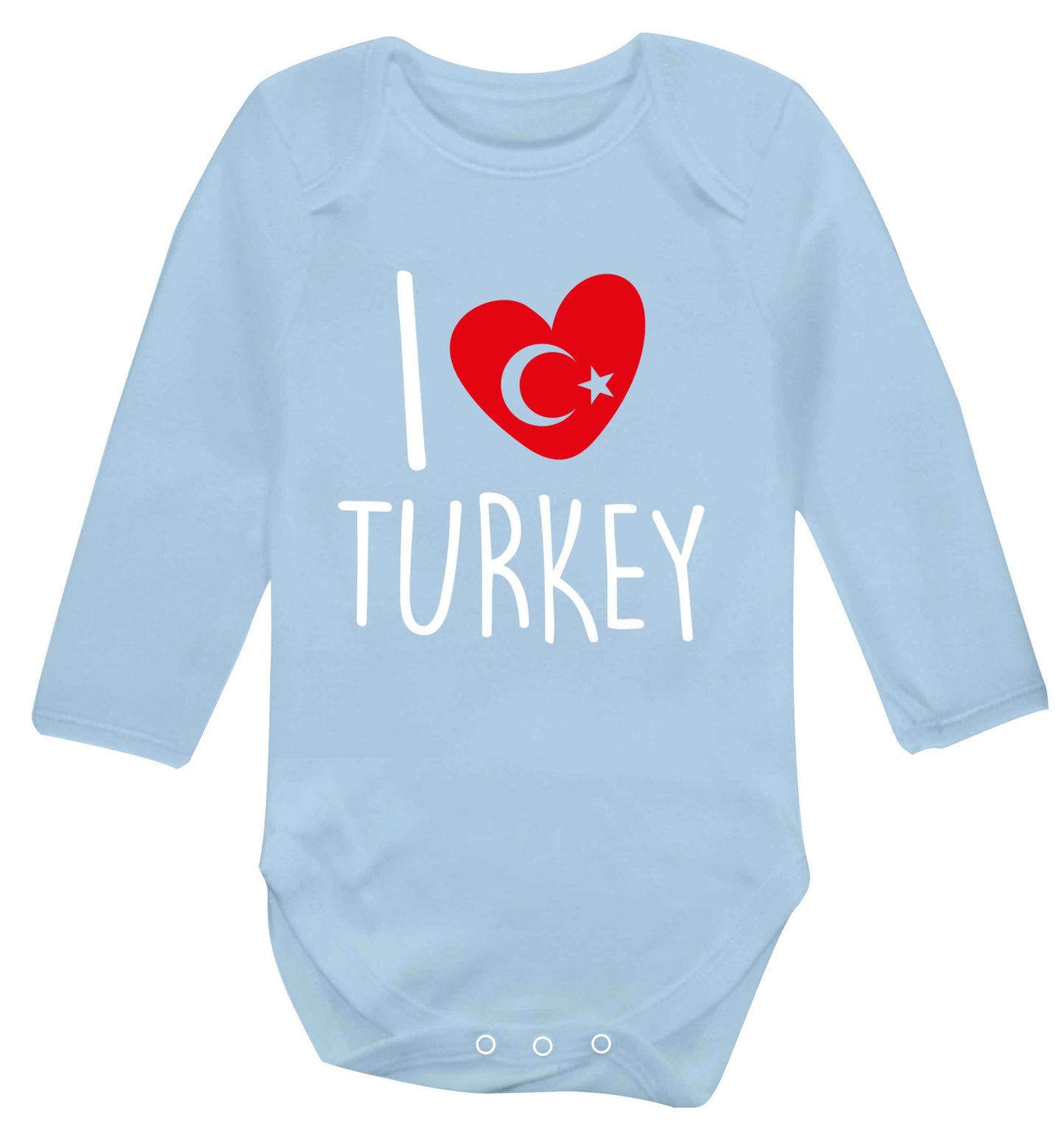 I love Turkey Baby Vest long sleeved pale blue 6-12 months