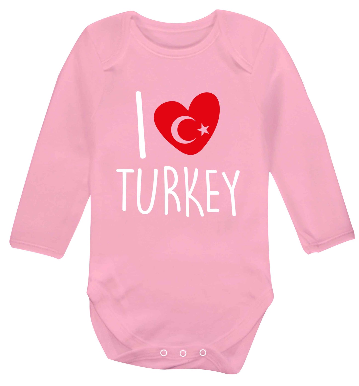 I love Turkey Baby Vest long sleeved pale pink 6-12 months