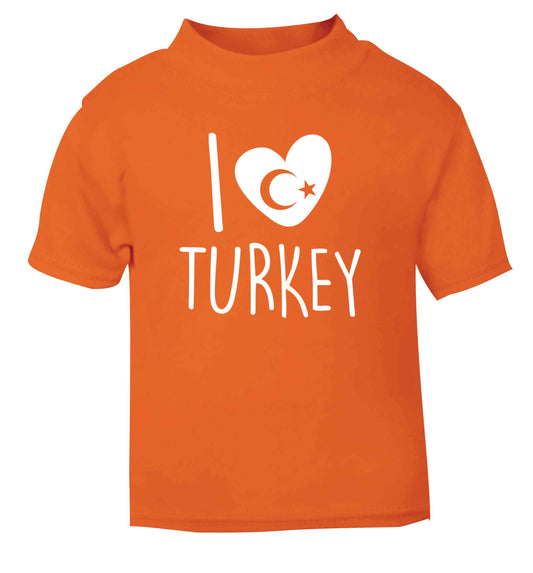 I love Turkey orange Baby Toddler Tshirt 2 Years