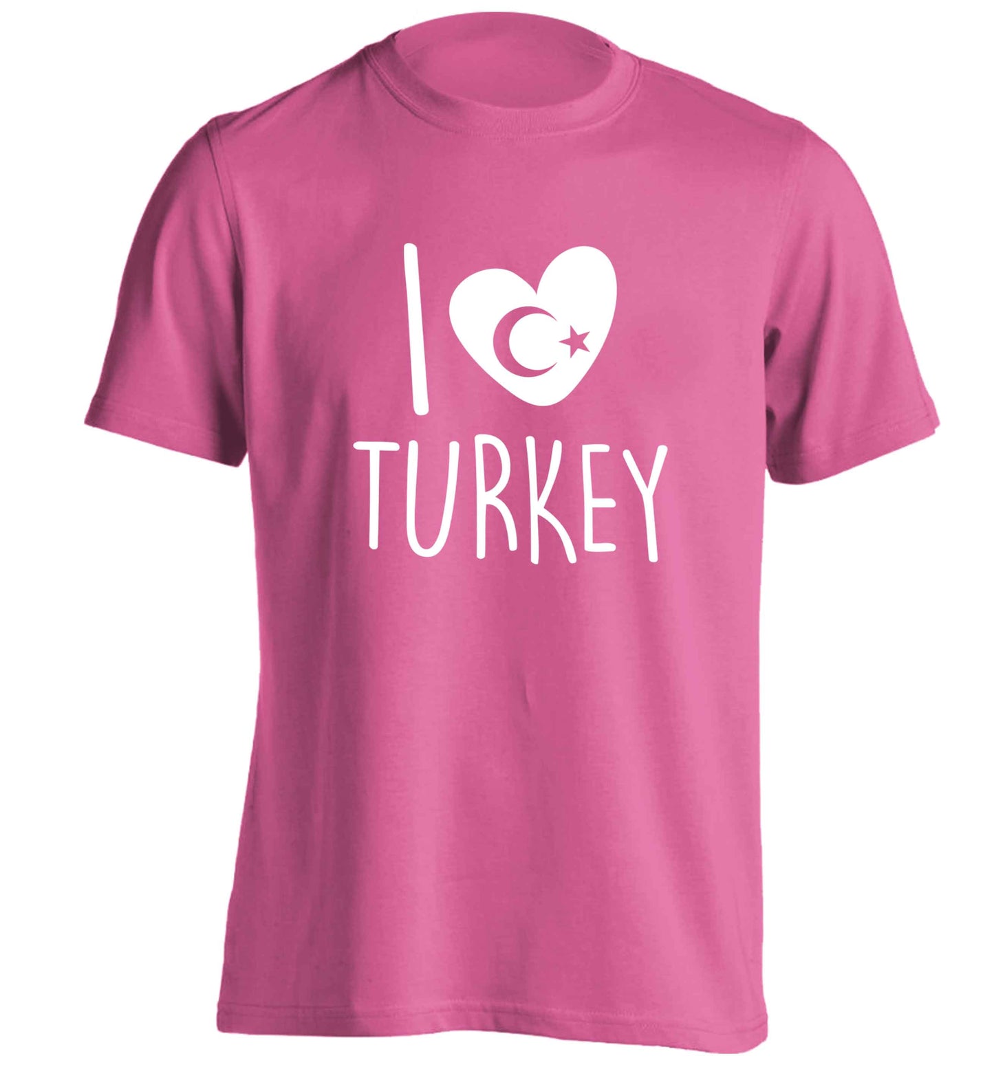 I love Turkey adults unisex pink Tshirt 2XL