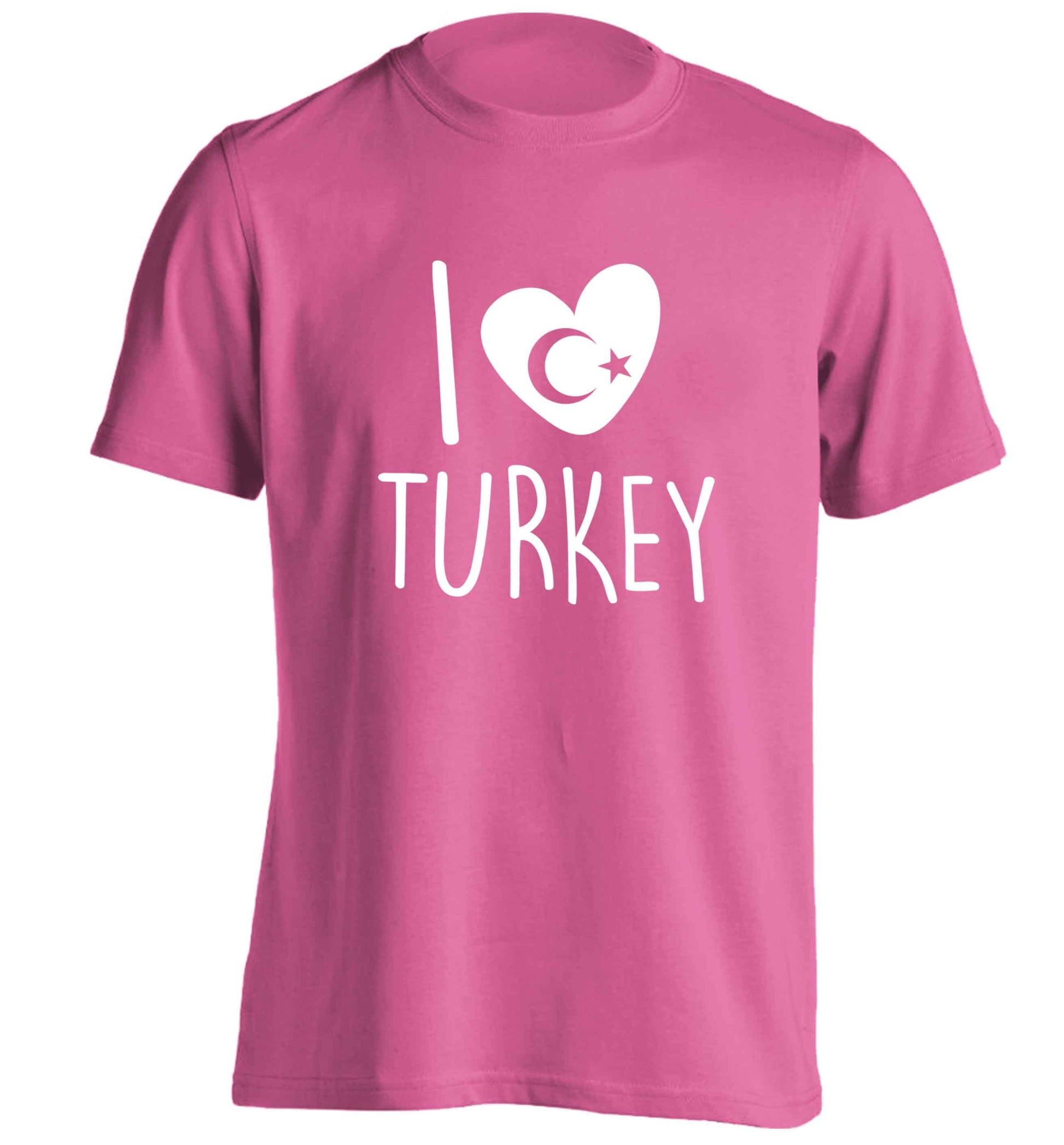 I love Turkey adults unisex pink Tshirt 2XL