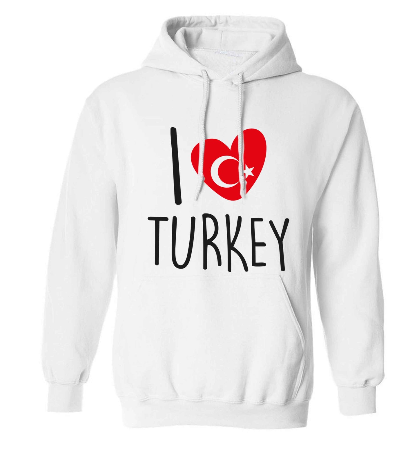 I love Turkey adults unisex white hoodie 2XL