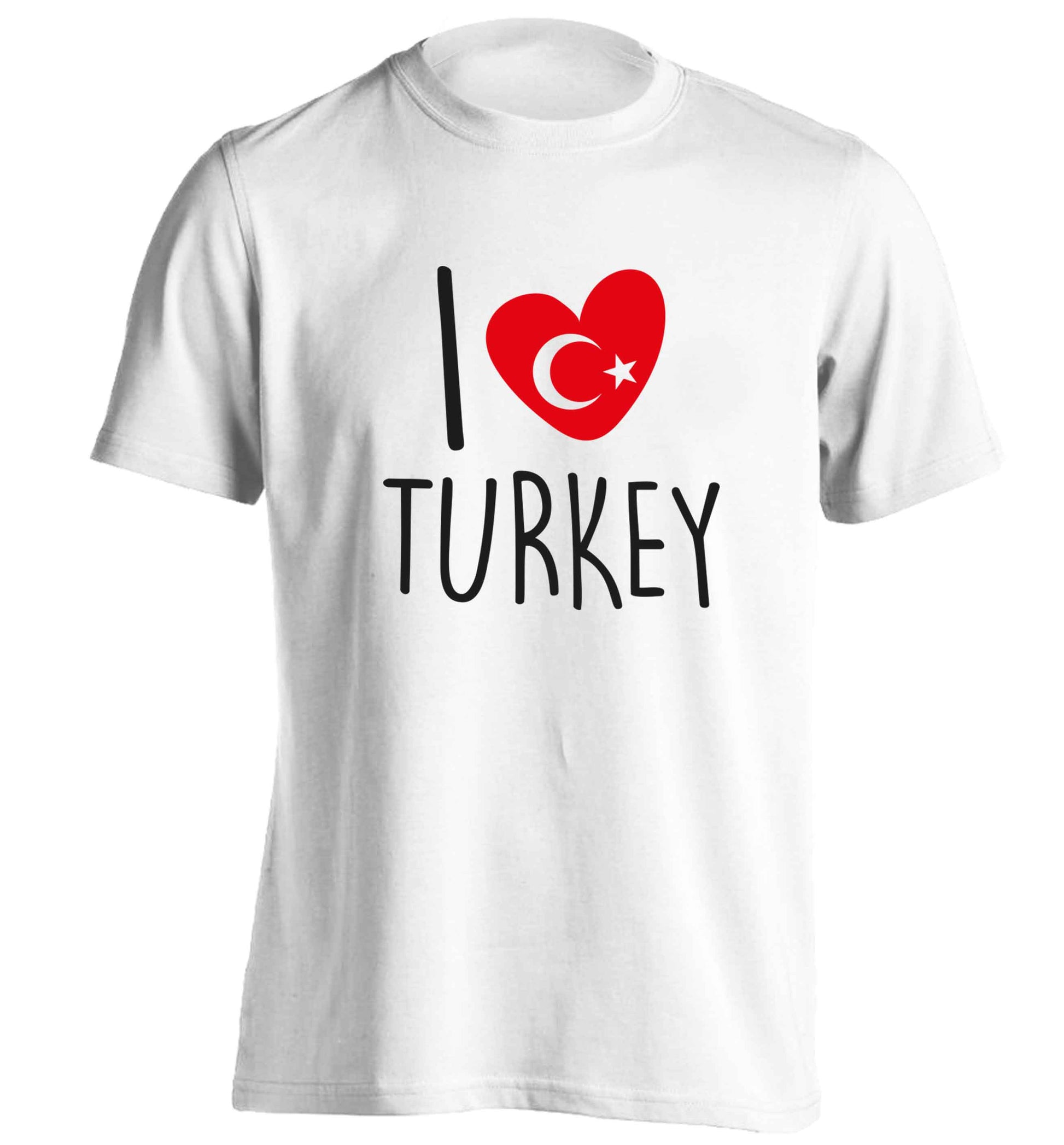 I love Turkey adults unisex white Tshirt 2XL