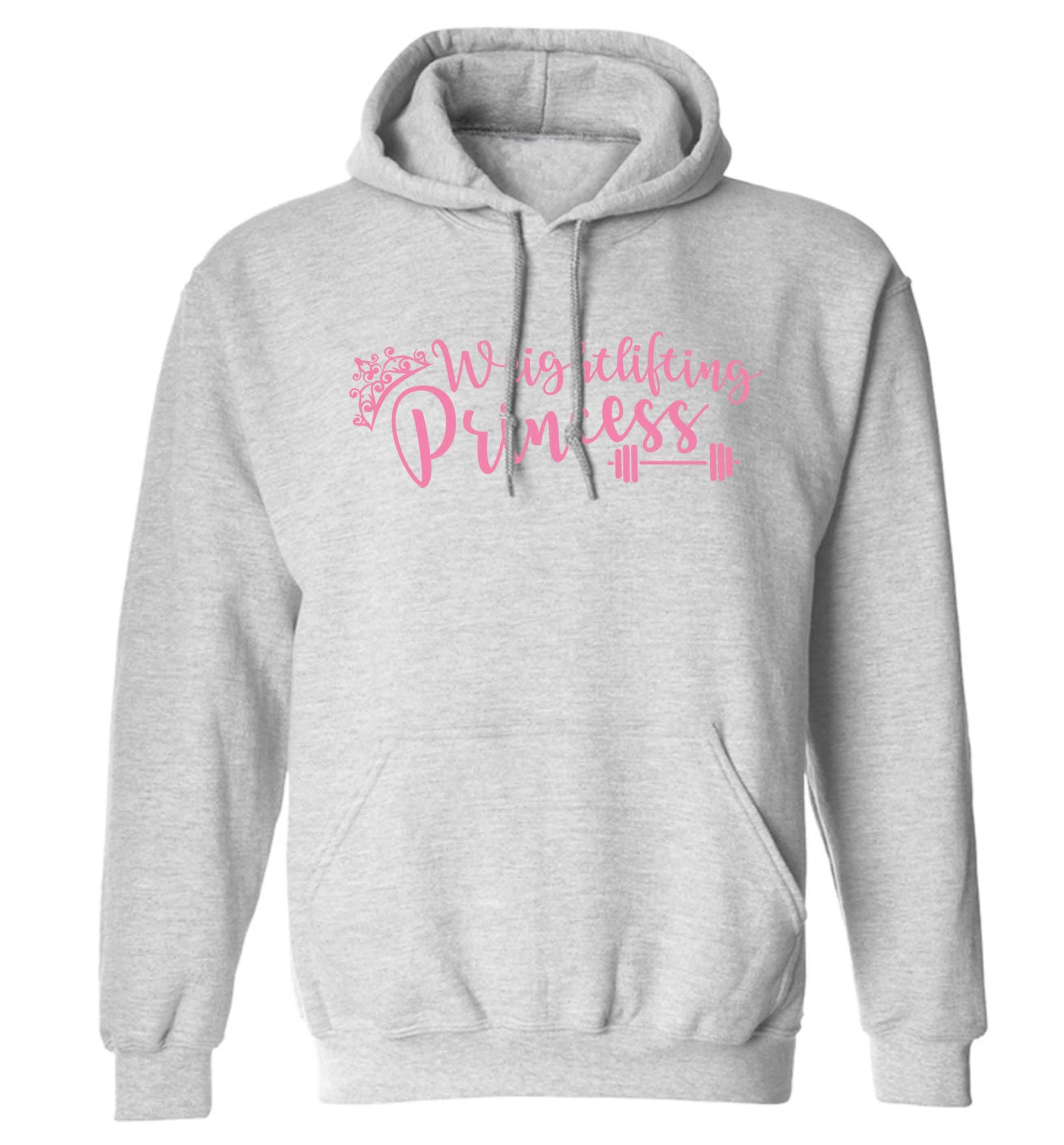 Weightlifting princess adults unisex grey hoodie 2XL