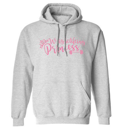 Weightlifting princess adults unisex grey hoodie 2XL