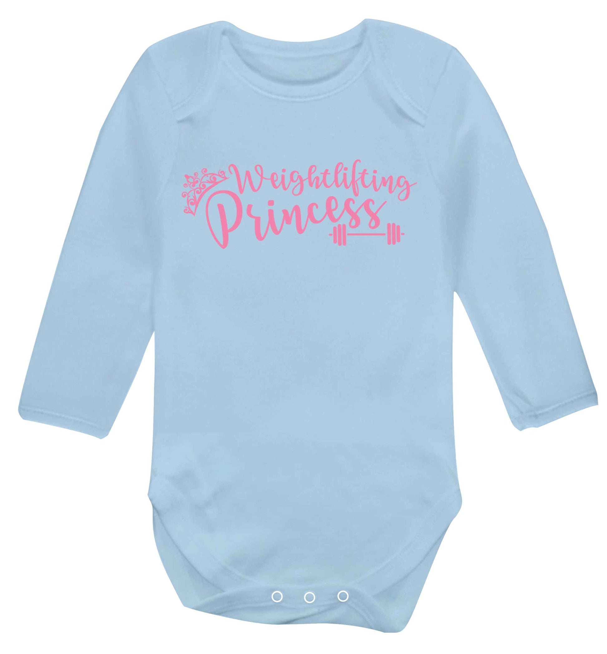 Weightlifting princess Baby Vest long sleeved pale blue 6-12 months