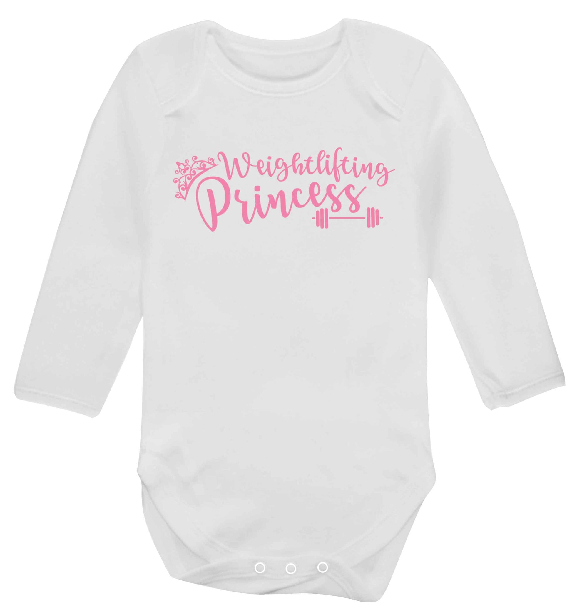 Weightlifting princess Baby Vest long sleeved white 6-12 months