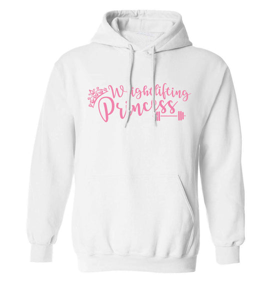 Weightlifting princess adults unisex white hoodie 2XL
