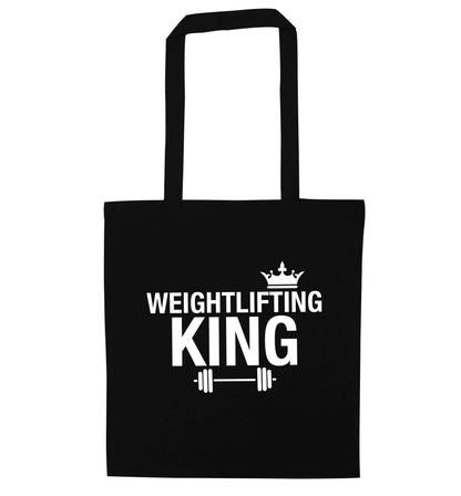 Weightlifting king black tote bag