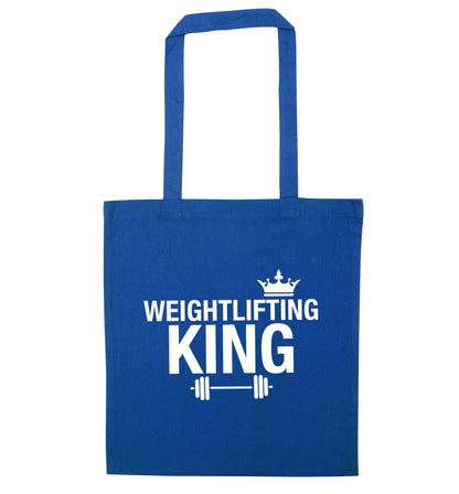 Weightlifting king blue tote bag