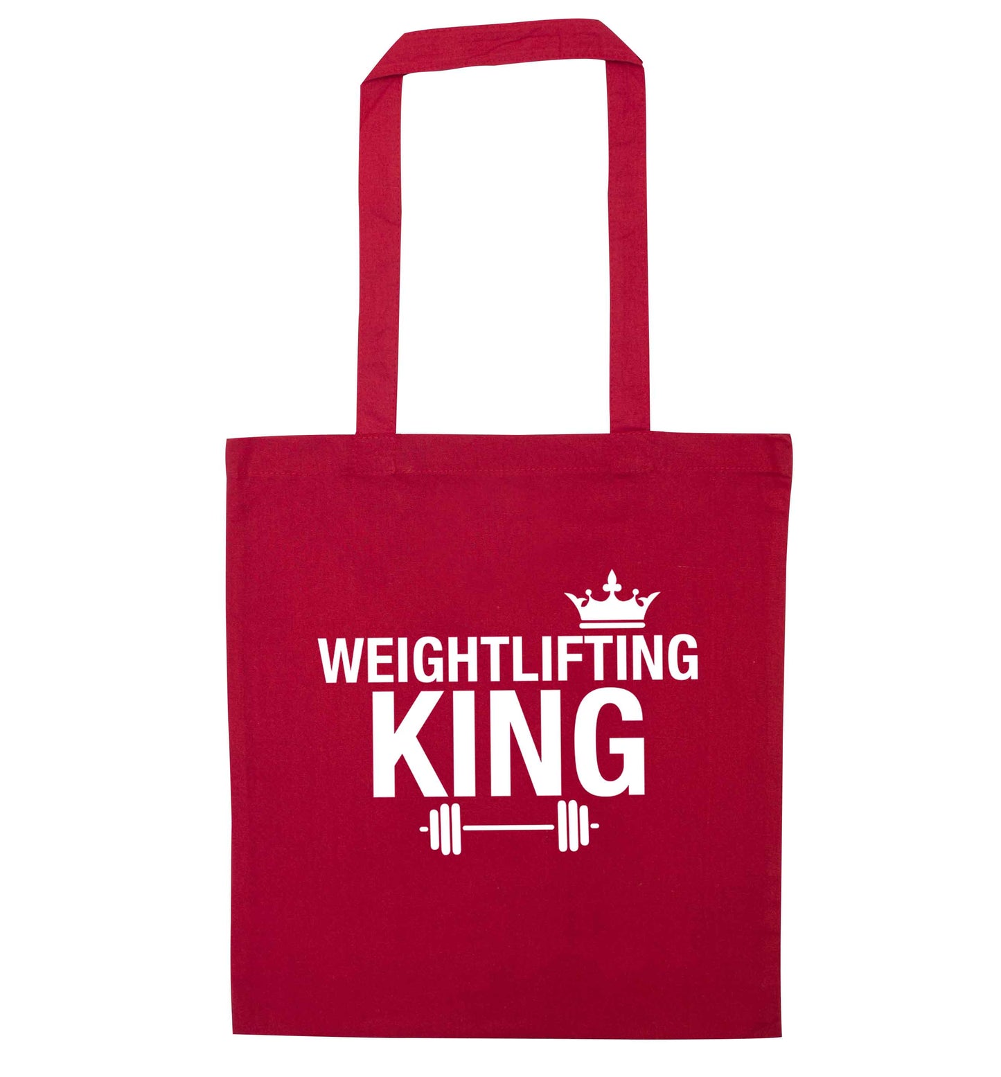 Weightlifting king red tote bag