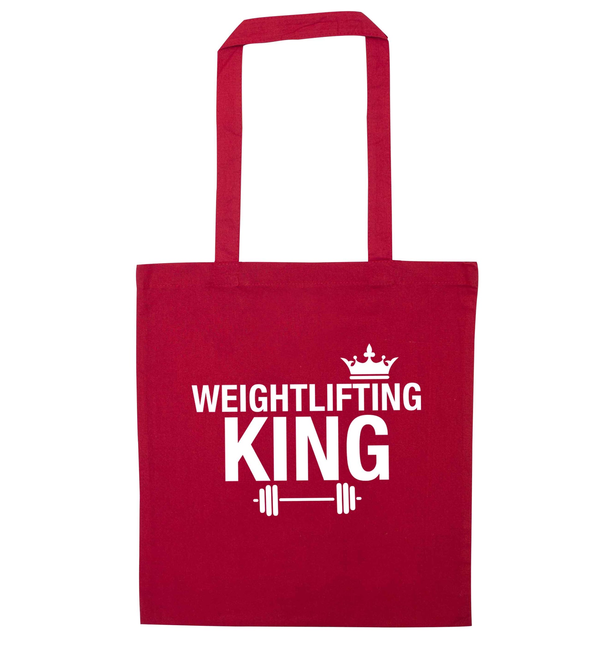 Weightlifting king red tote bag