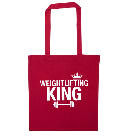 Weightlifting king red tote bag