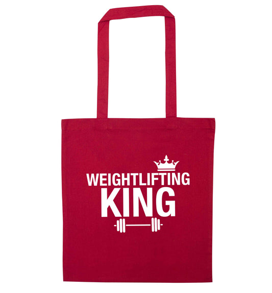 Weightlifting king red tote bag