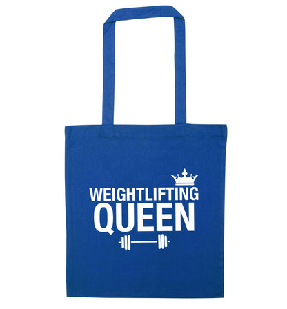 Weightlifting Queen blue tote bag