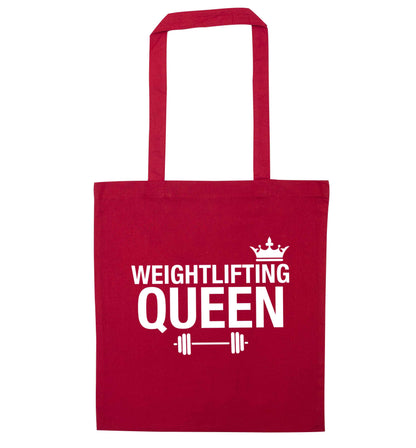 Weightlifting Queen red tote bag