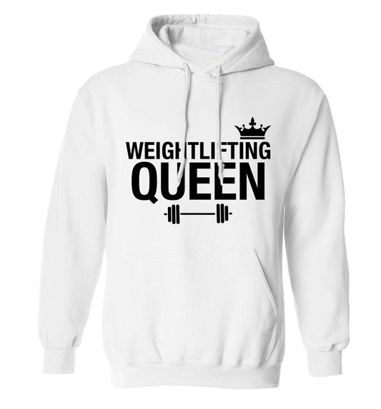 Weightlifting Queen adults unisex white hoodie 2XL