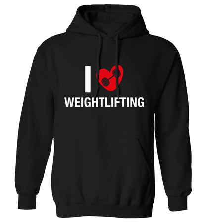 I love weightlifting adults unisex black hoodie 2XL