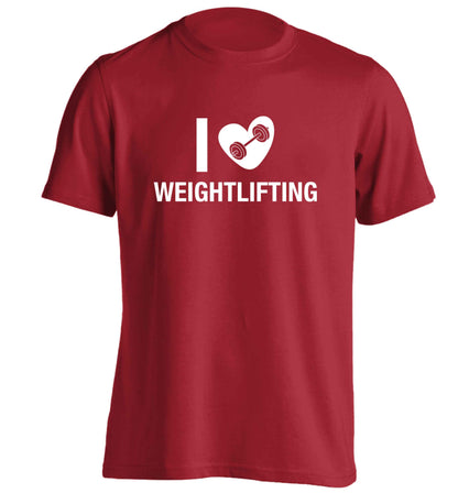 I love weightlifting adults unisex red Tshirt 2XL