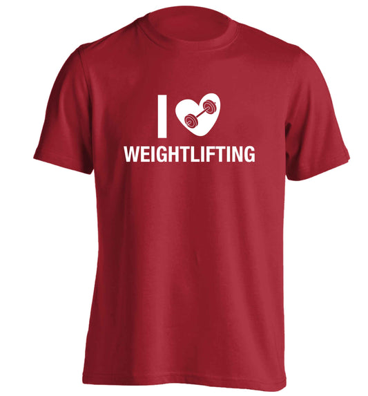 I love weightlifting adults unisex red Tshirt 2XL