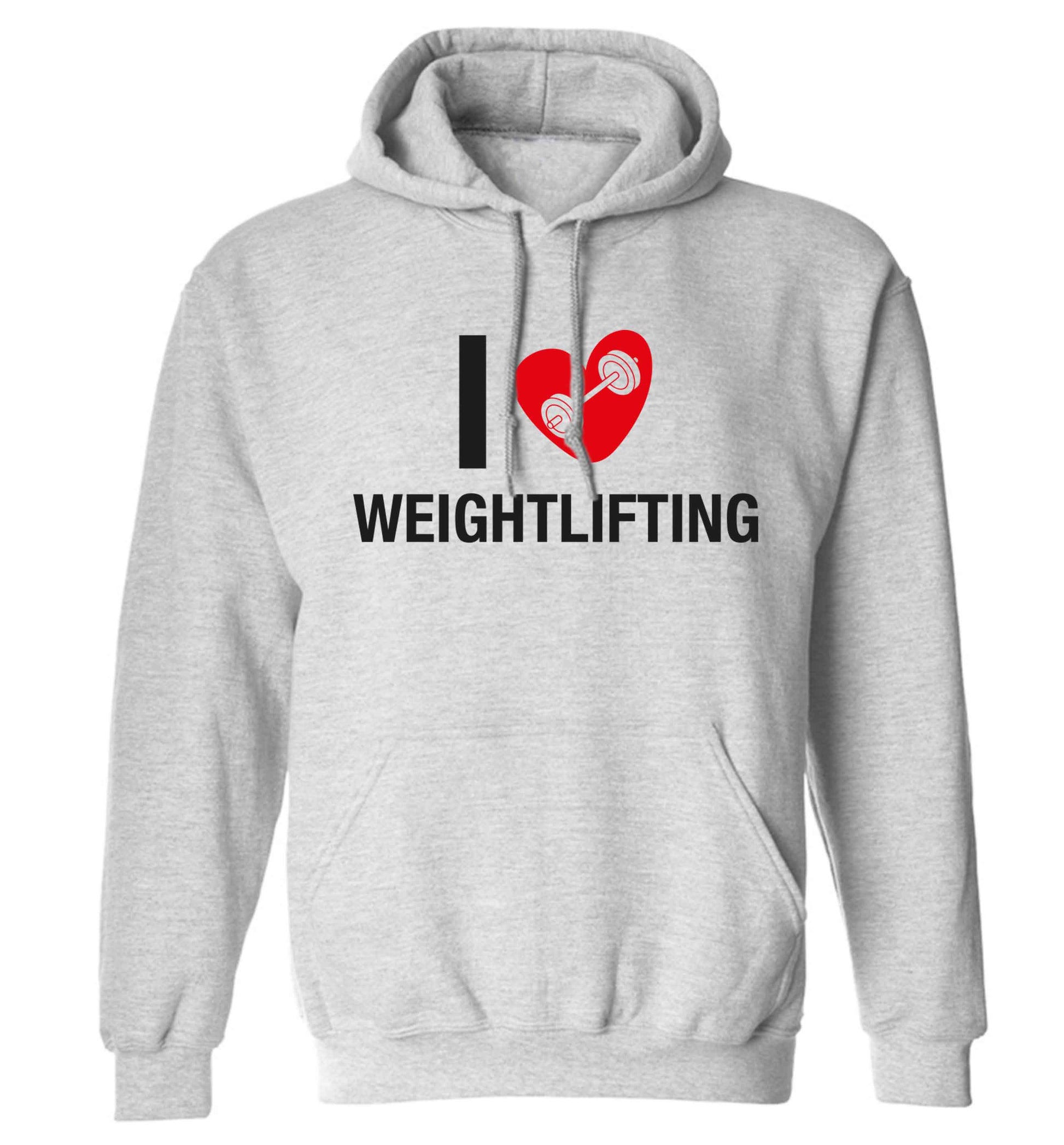 I love weightlifting adults unisex grey hoodie 2XL