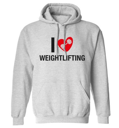 I love weightlifting adults unisex grey hoodie 2XL