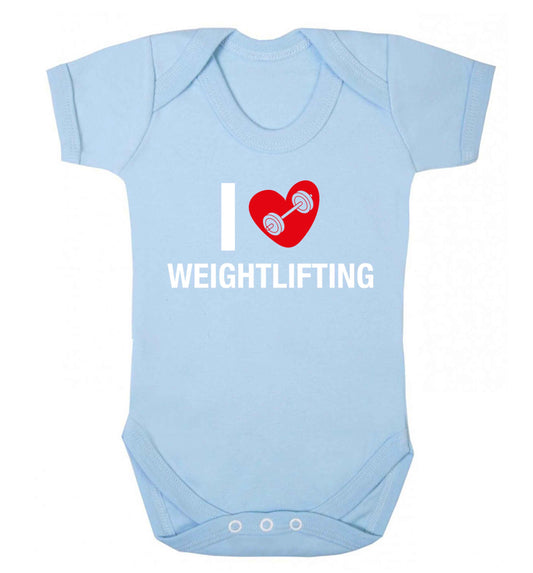 I love weightlifting Baby Vest pale blue 18-24 months