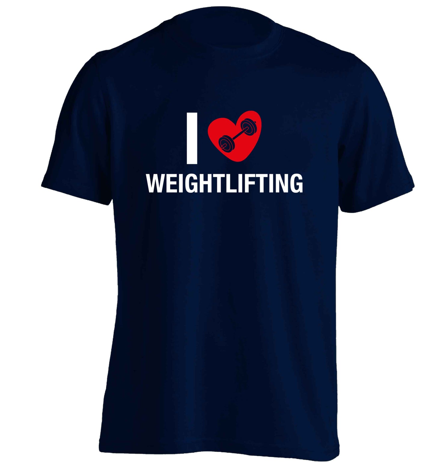 I love weightlifting adults unisex navy Tshirt 2XL