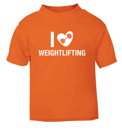 I love weightlifting orange Baby Toddler Tshirt 2 Years