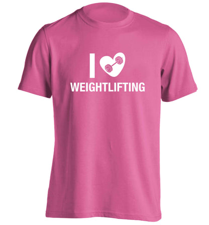 I love weightlifting adults unisex pink Tshirt 2XL