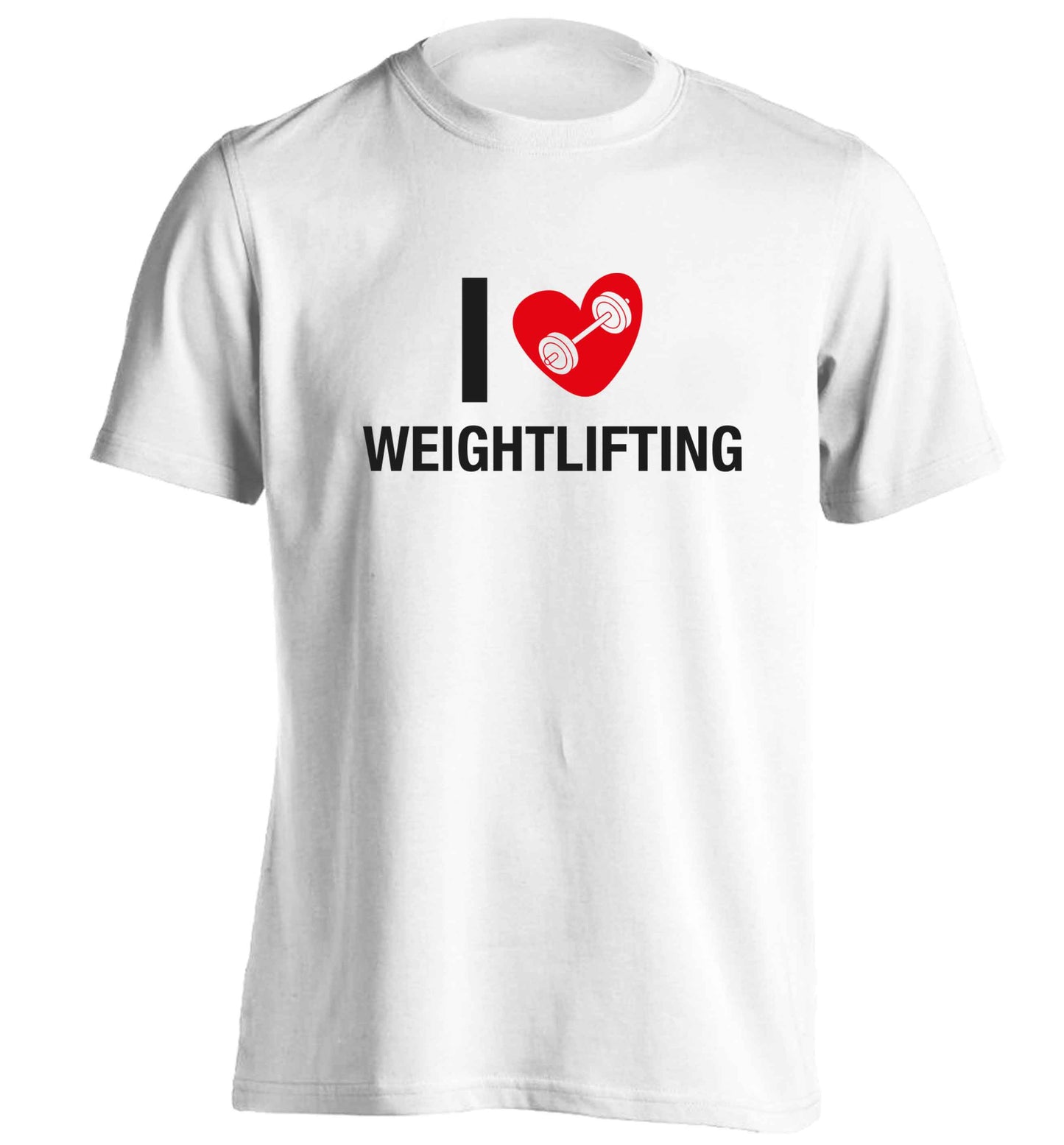 I love weightlifting adults unisex white Tshirt 2XL