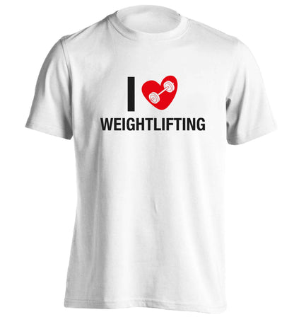 I love weightlifting adults unisex white Tshirt 2XL