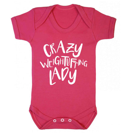 Crazy weightlifting lady Baby Vest dark pink 18-24 months
