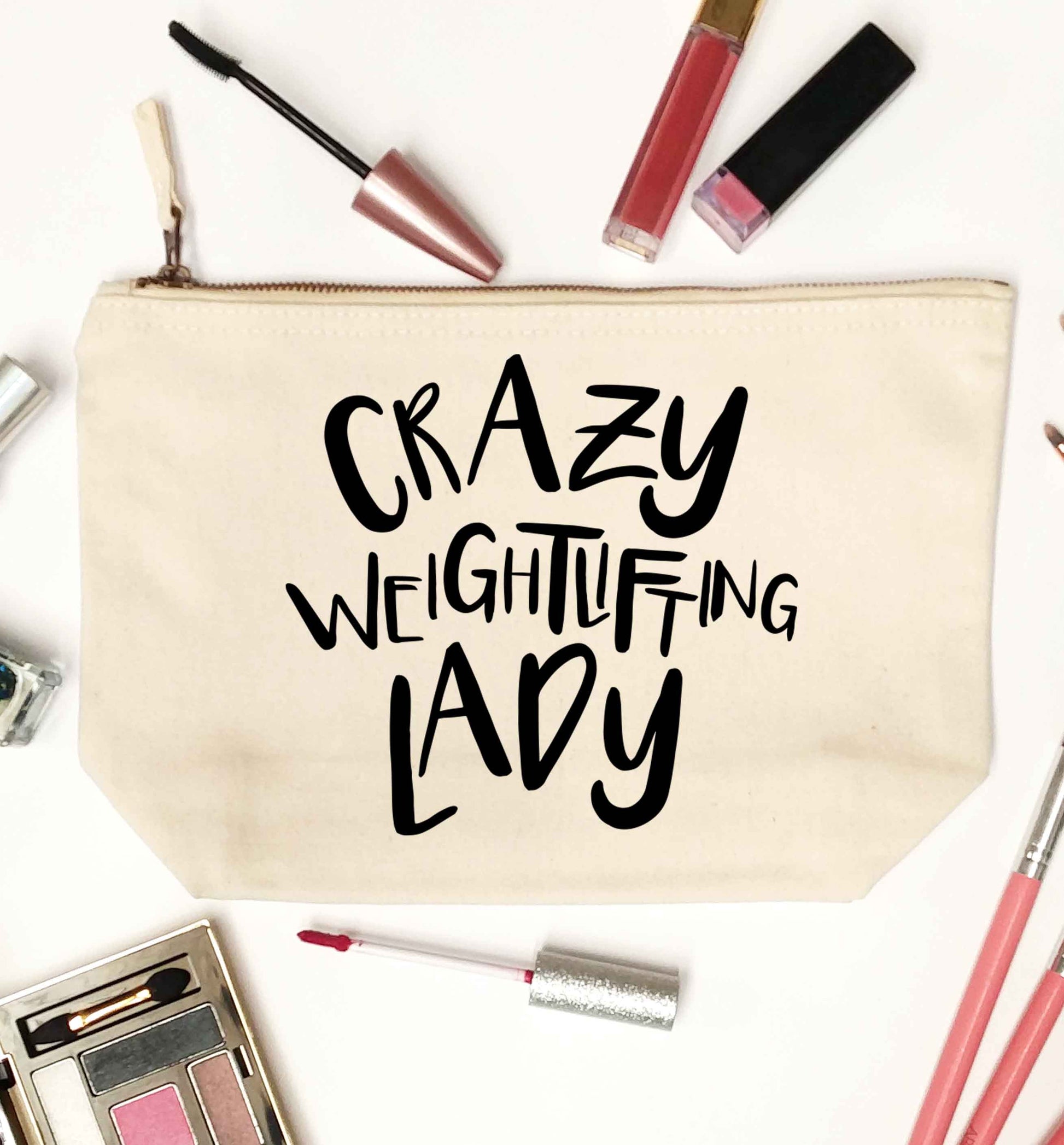 Crazy weightlifting lady natural makeup bag
