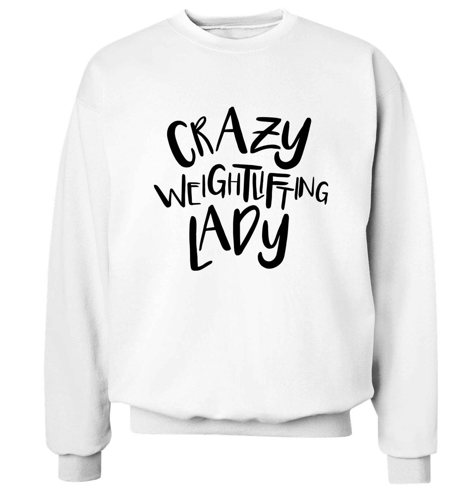 Crazy weightlifting lady Adult's unisex white Sweater 2XL