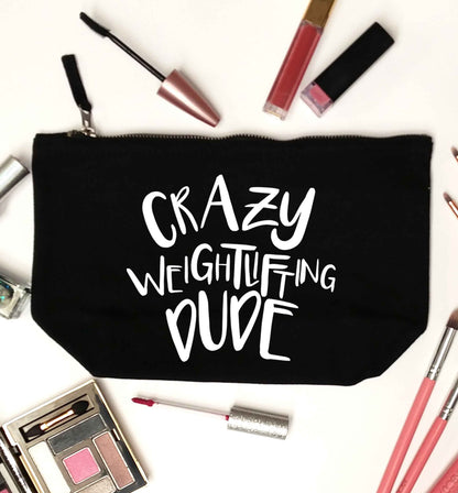 Crazy weightlifting dude black makeup bag