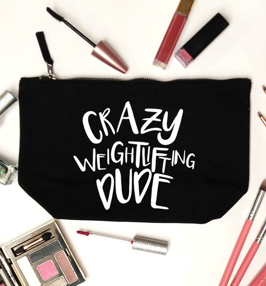 Crazy weightlifting dude black makeup bag