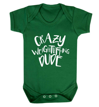 Crazy weightlifting dude Baby Vest green 18-24 months