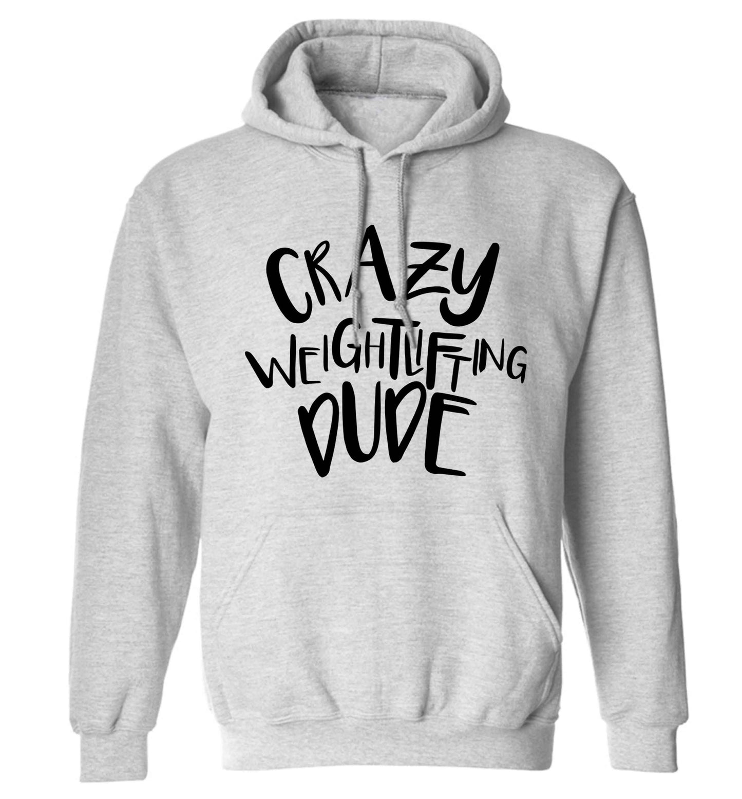 Crazy weightlifting dude adults unisex grey hoodie 2XL