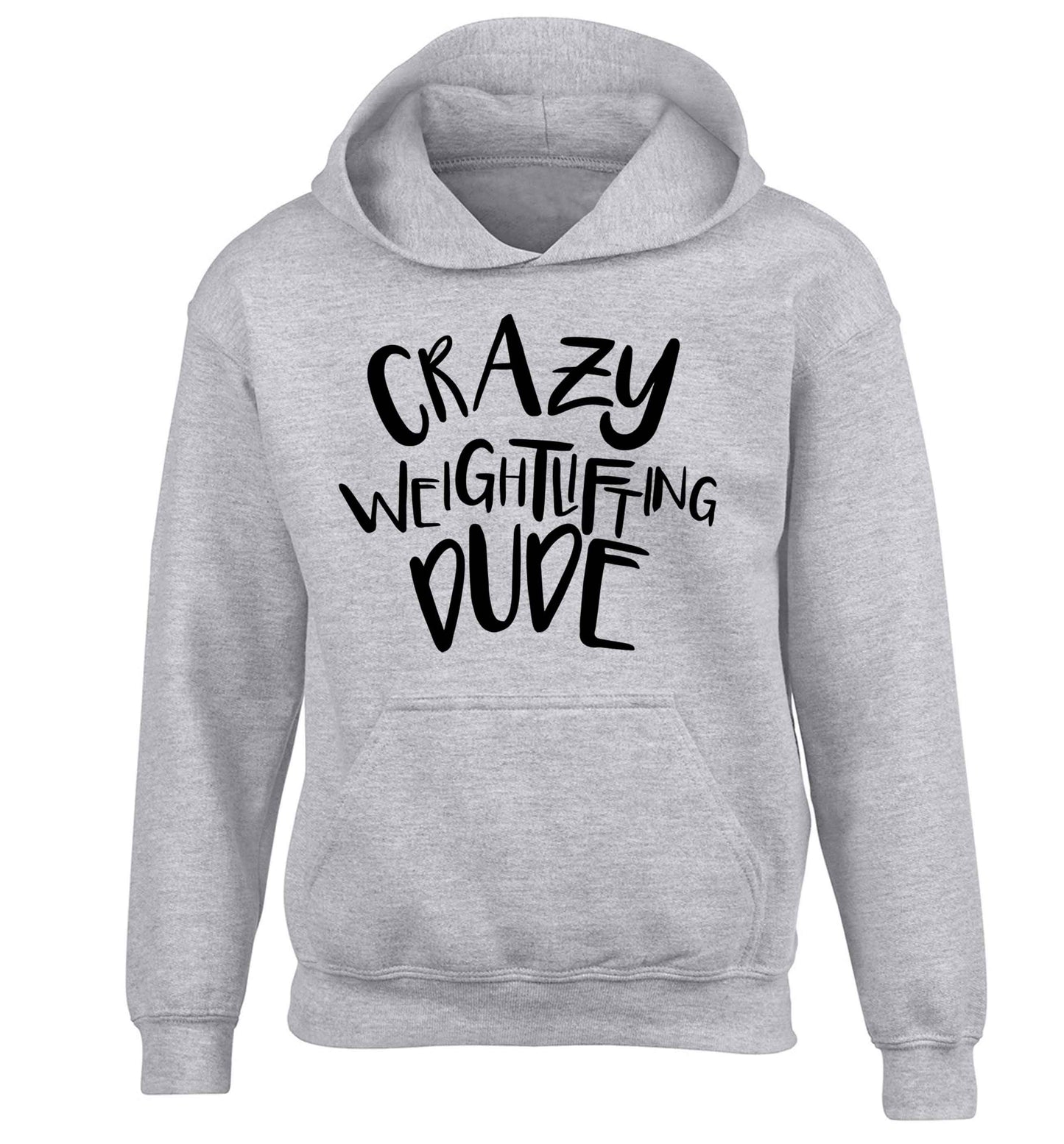 Crazy weightlifting dude children's grey hoodie 12-13 Years
