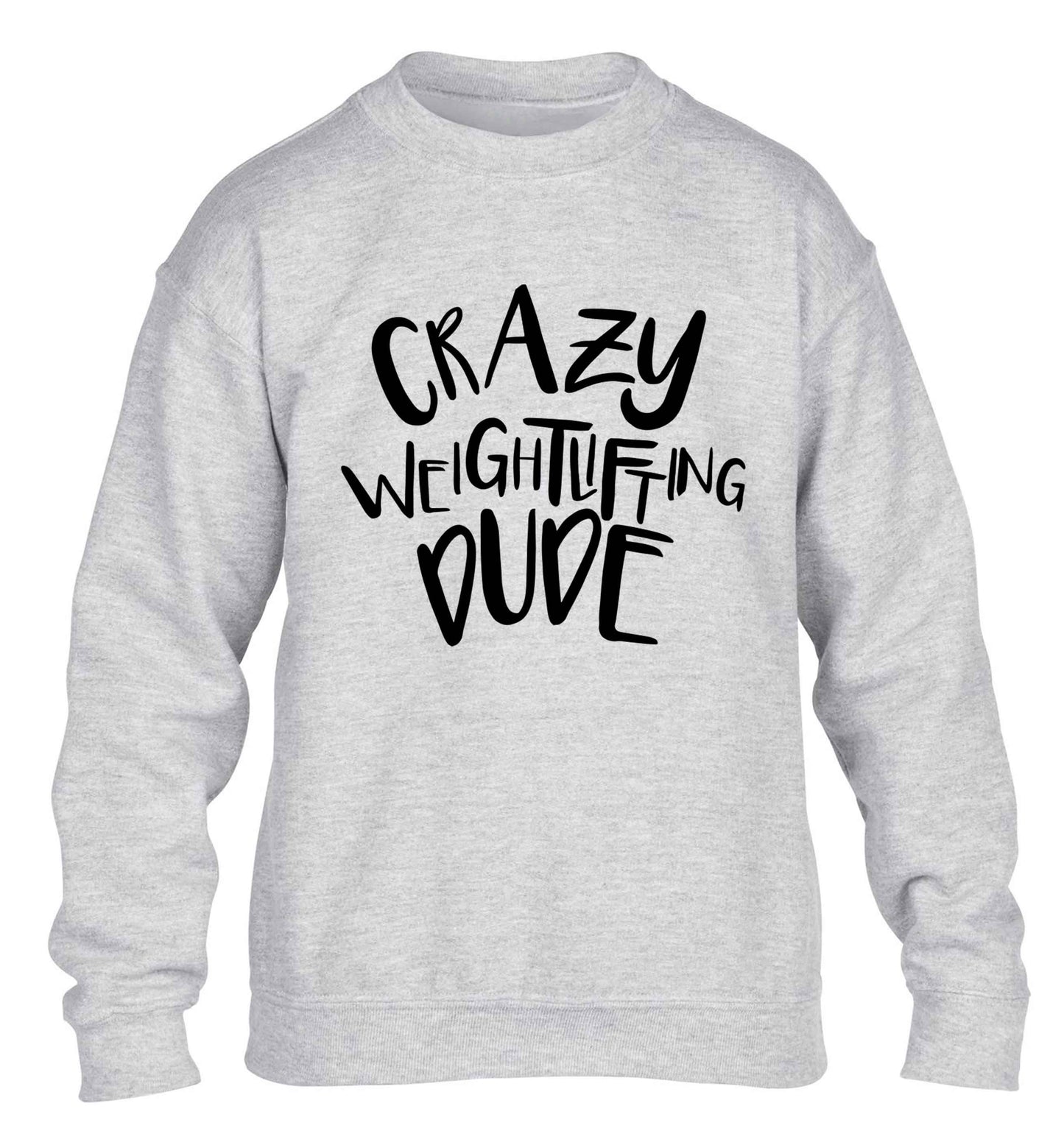 Crazy weightlifting dude children's grey sweater 12-13 Years