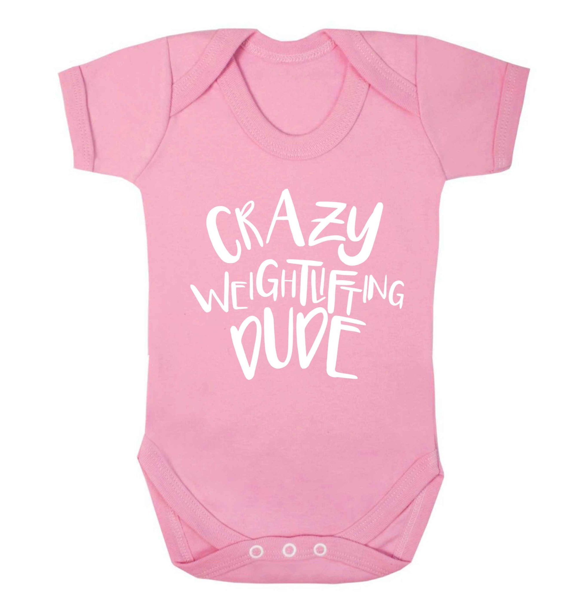 Crazy weightlifting dude Baby Vest pale pink 18-24 months