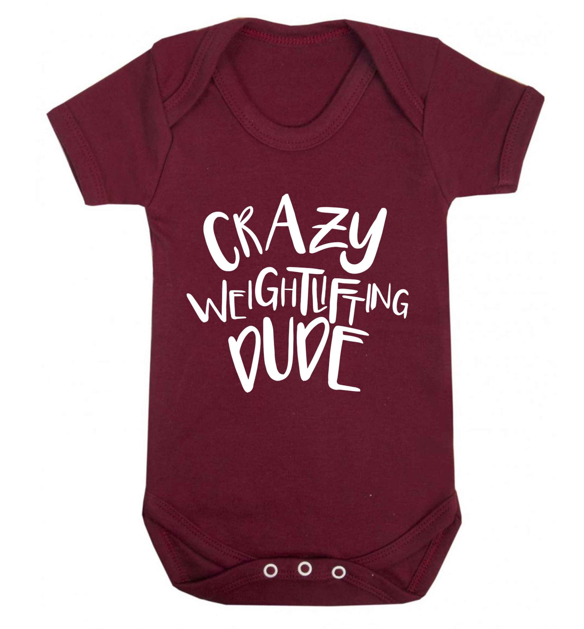 Crazy weightlifting dude Baby Vest maroon 18-24 months