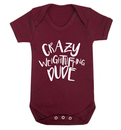 Crazy weightlifting dude Baby Vest maroon 18-24 months